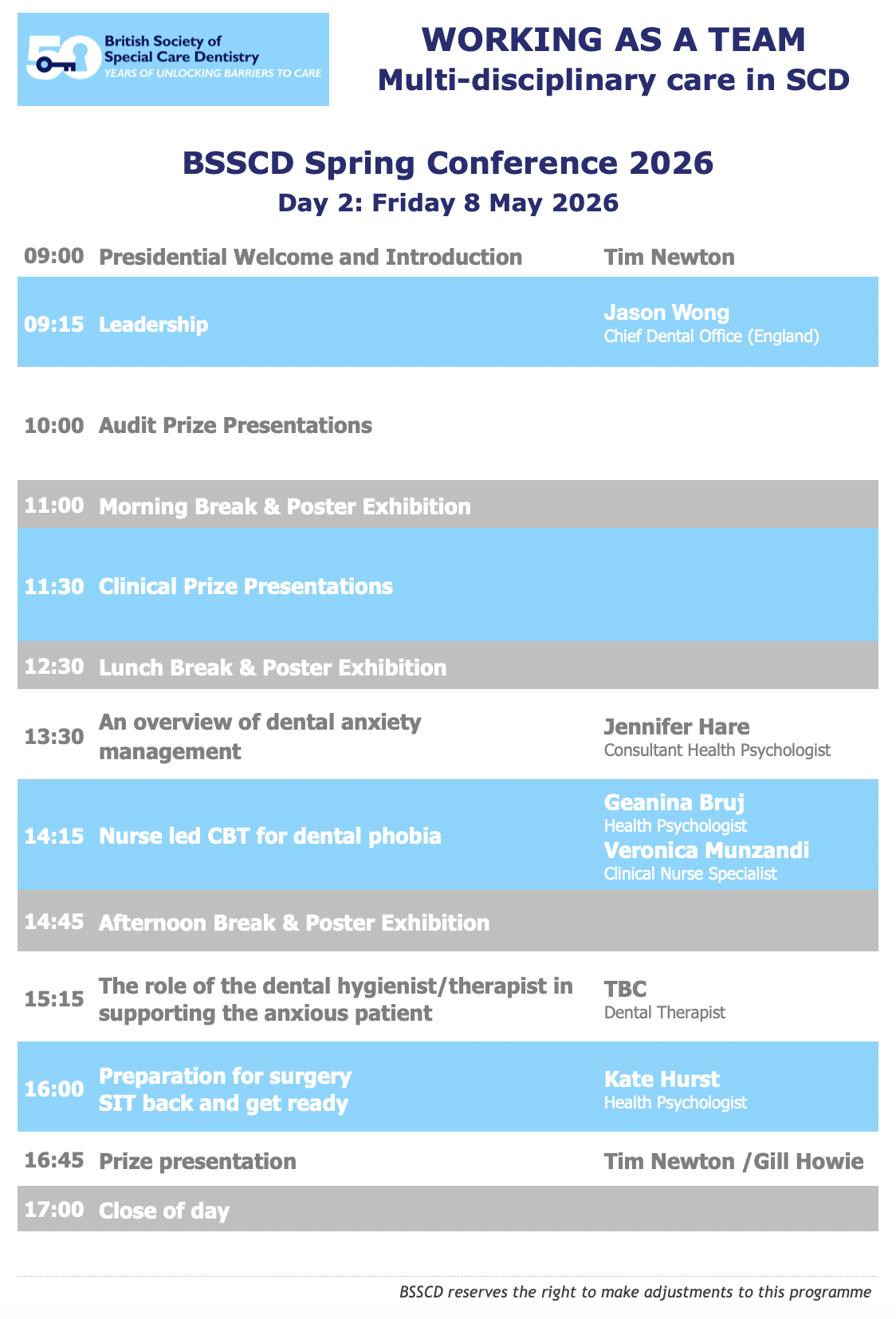 BSSCD Programme Day Two